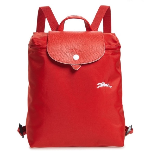 Longchamp Handbags - NWT Longchamp Le Pliage Club Red Backpack